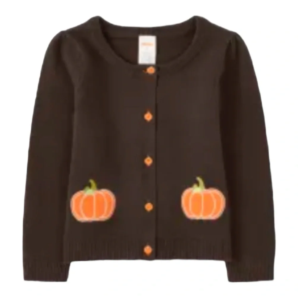 Gymboree Girls Pumpkin Cardigan Sweater 4T Brown Fall Thanksgiving